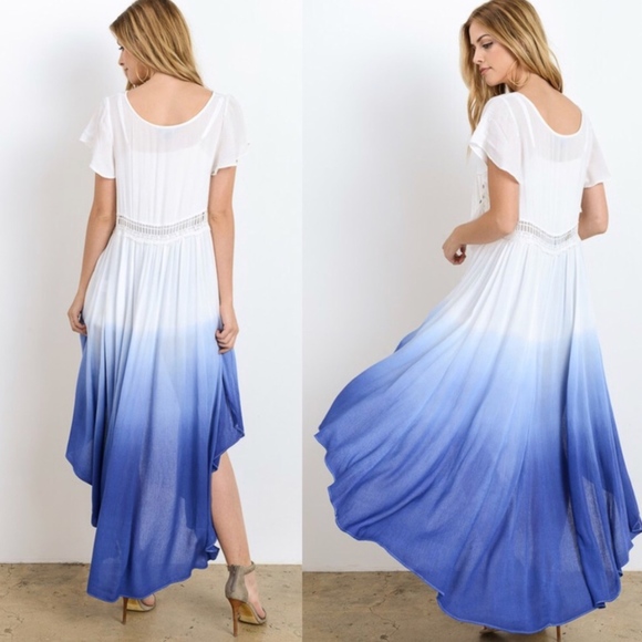 PENELOPE dip dye boho maxi top - BLUE - Picture 4 of 4